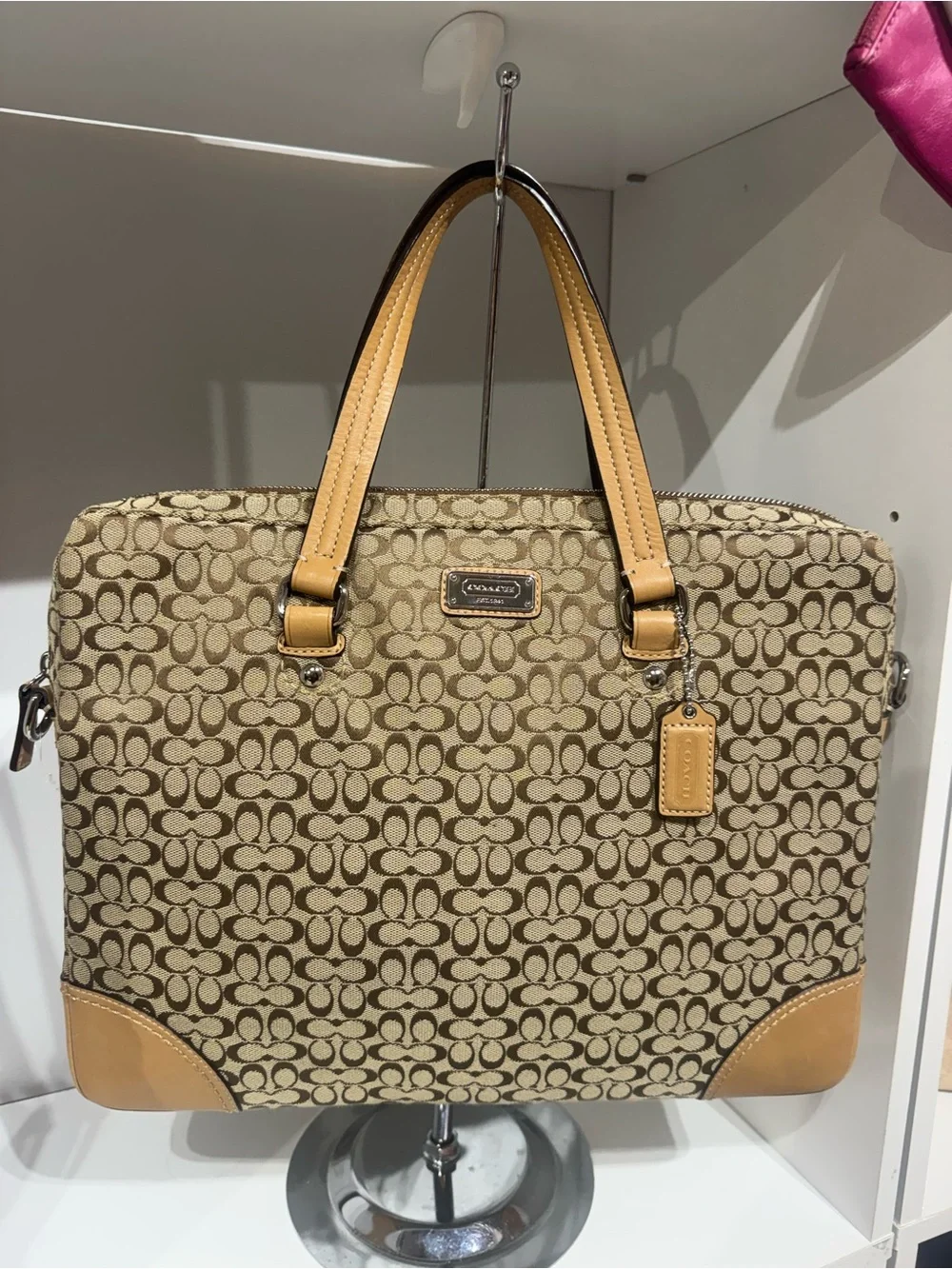 Coach Vintage Brown/Tan Signature Laptop Satchel